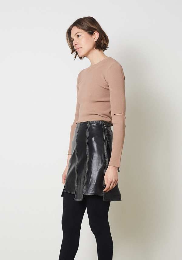 Ganni Lamb Leather Carwash Mini Skirt