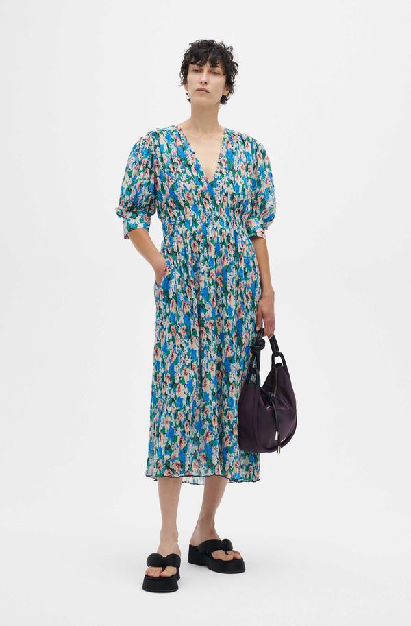knee length dresses for ladies GANNI | Printed Wrap Dress – Phantom