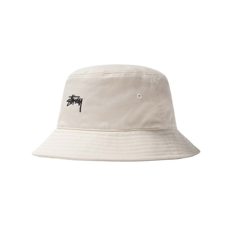 帽子 STUSSY WASHED STOCK BUCKET HAT Stussy Washed Stock Bucket Hat - White | Garmentory