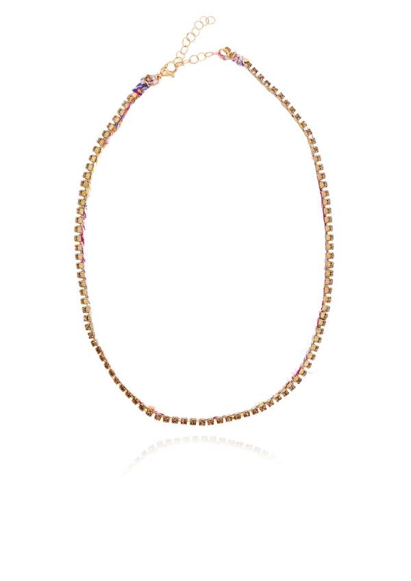 Hermina Athens  Bollywood Rhinestone and Silk Necklace