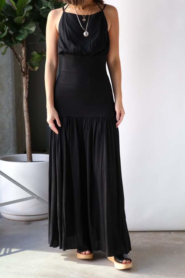 Bassike Cross Back Rib Insert Dress - Black | Garmentory Bassike Cross Back Rib Insert Dress - Black | Garmentory
