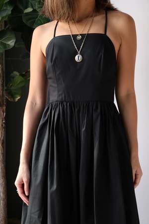 Bassike Knotted back Cotton Dress - Black/Jade