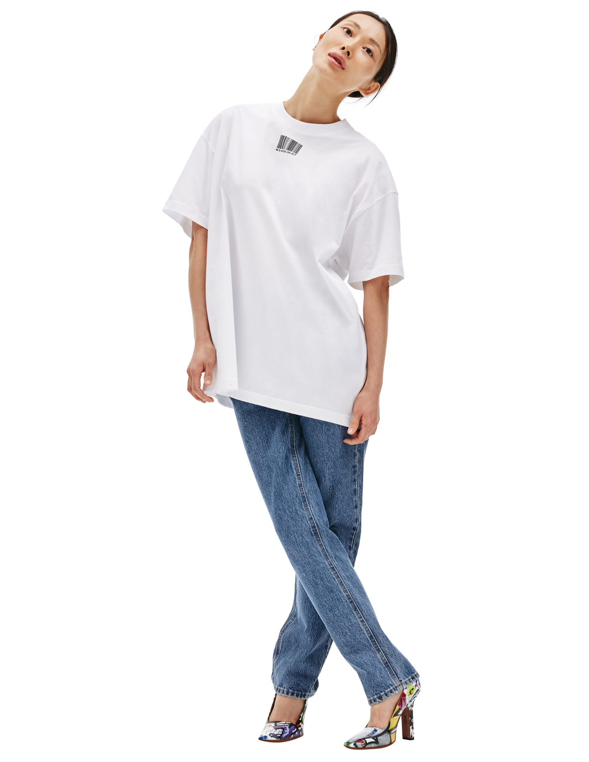 VTMNTS Barcode print cotton t-shirt | Garmentory