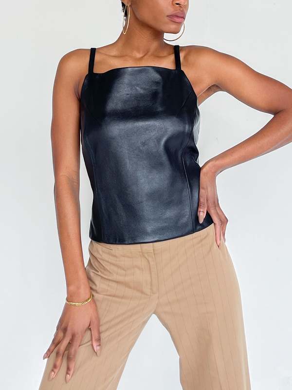 Leather Bodice Top - Black