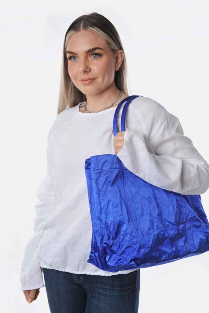 【ZILLA】SATIN TOTE Zilla Electric Blue Satin Big Dado Bag | Garmentory