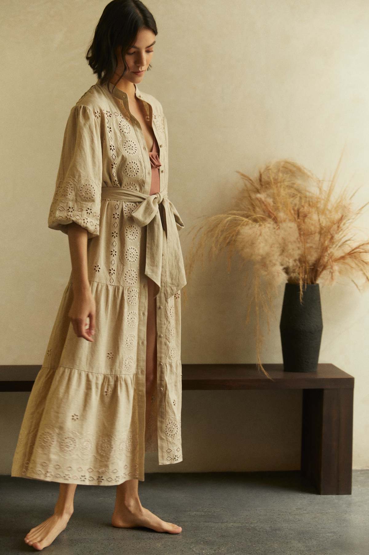 knee length dresses for ladies Gwenaelle Dress in Khaki main image 1