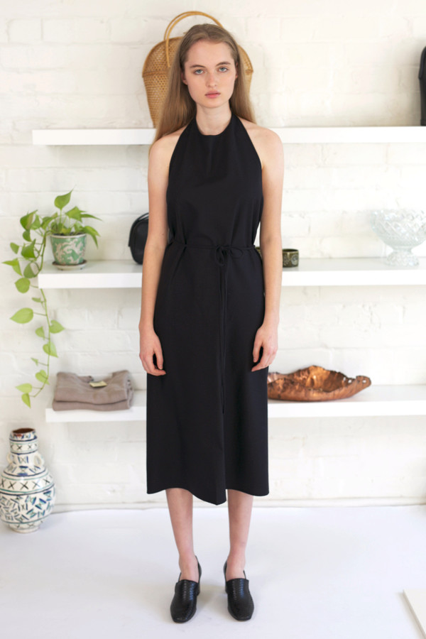 Baserange Raw Silk Apron Dress - Black Baserange Raw Silk Apron Dress - Black