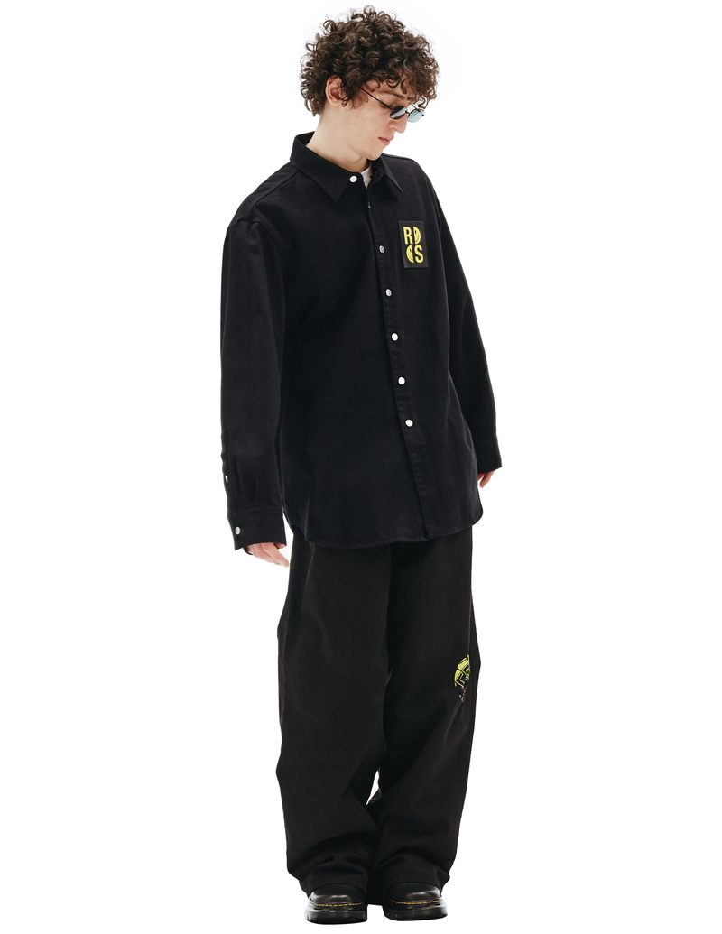 Raf Simons Raf Simons X Smiley Denim Shirt With Leather Patch