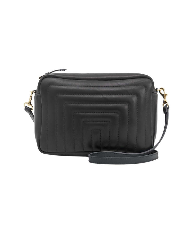Clare V. Marisol Italian Nappa Channel Quilting Bag - Black
