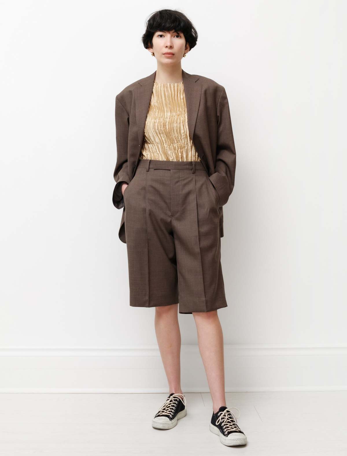 Auralee Summer Tropical Wool Shorts - Brown | Garmentory
