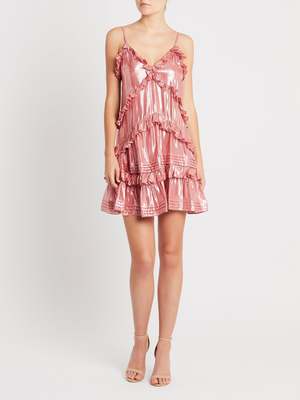 Rebecca Taylor Metallic Chiffon Ruffle Dress Rebecca Taylor Metallic Chiffon Ruffle Dress