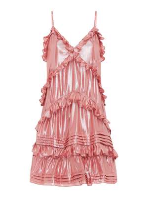 Rebecca Taylor Metallic Chiffon Ruffle Dress | Garmentory