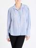 FRAME Denim Pleated Clean Collar Shirt - Navy Multi - Thumbnail 1