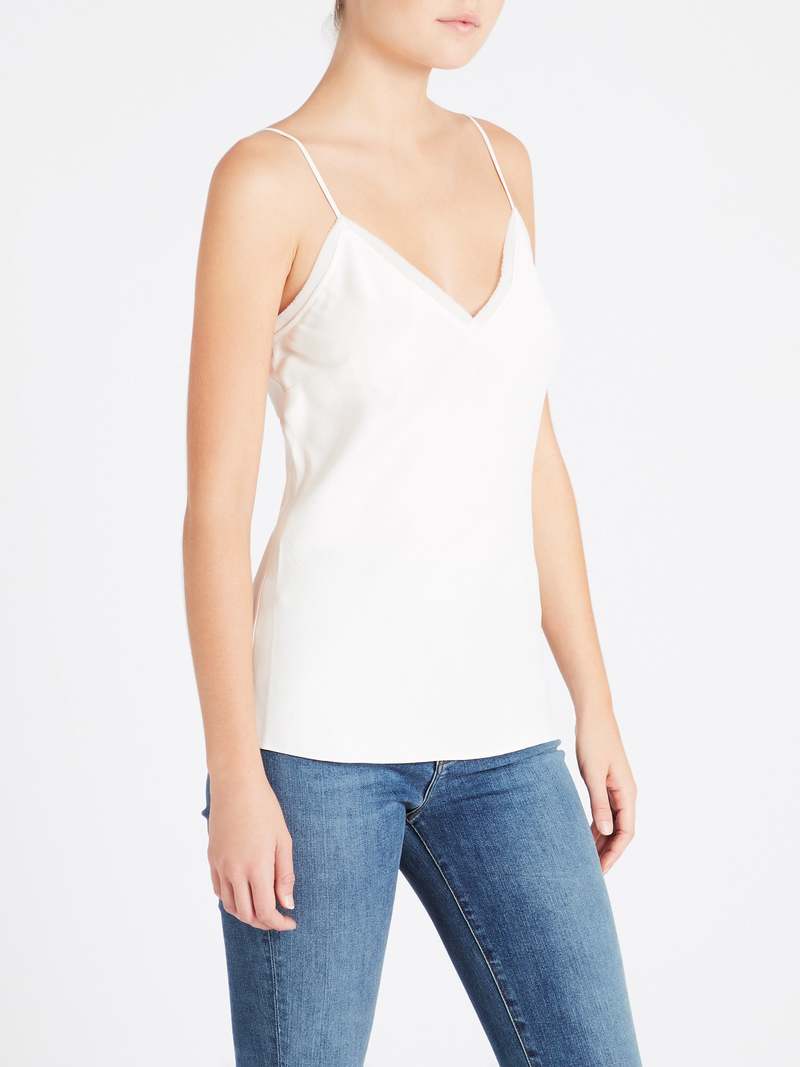FRAME Denim Satin Lounge Tank - Off White