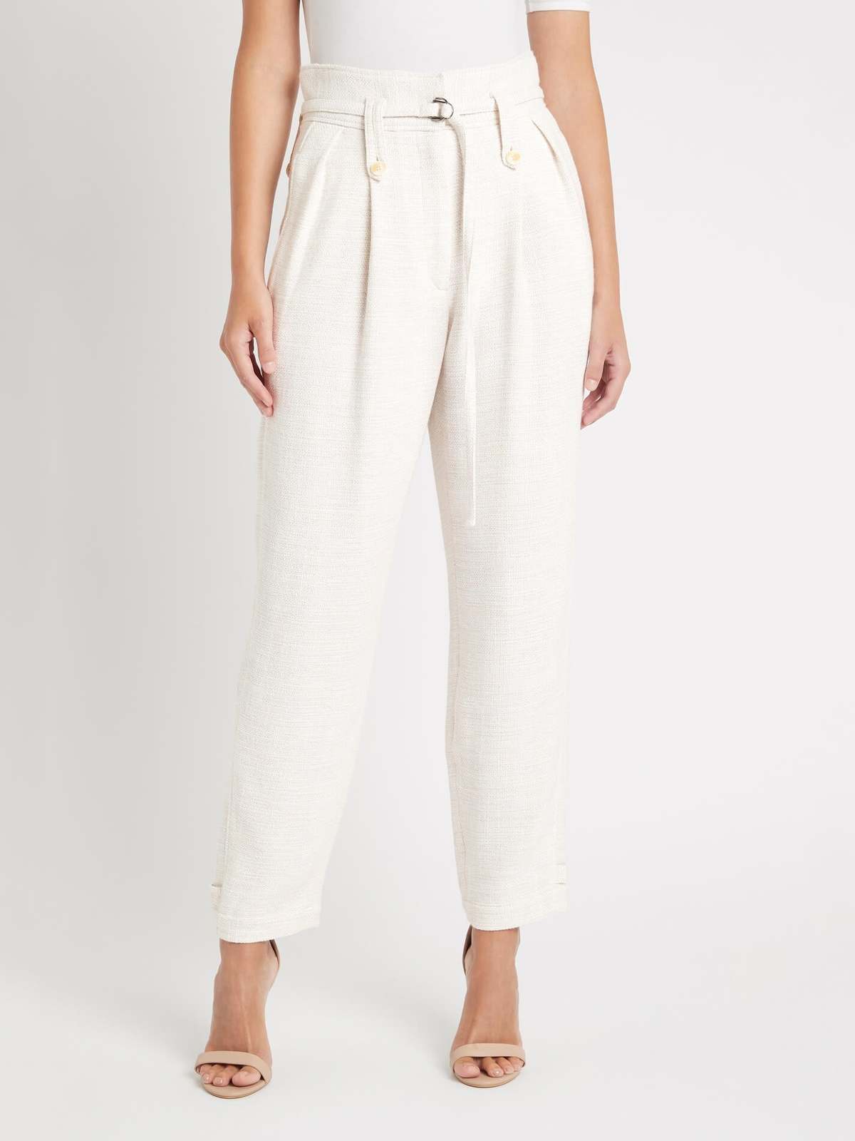 パンツ MOORER Woman Pants White MODJO100007 U0033 Smart trousers with combined waist | Alcott | Women's Trousers