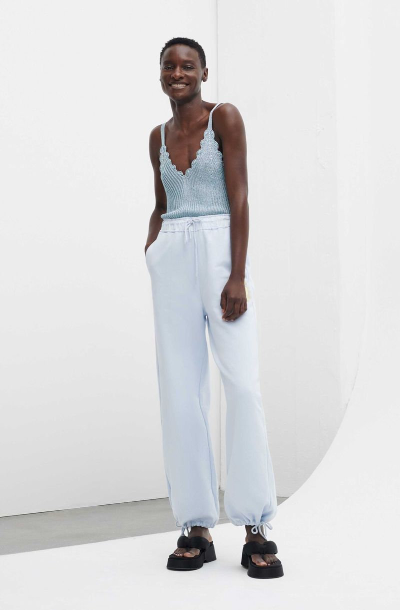 Ganni Sleeveless Metallic Knit Top - Heather | Garmentory