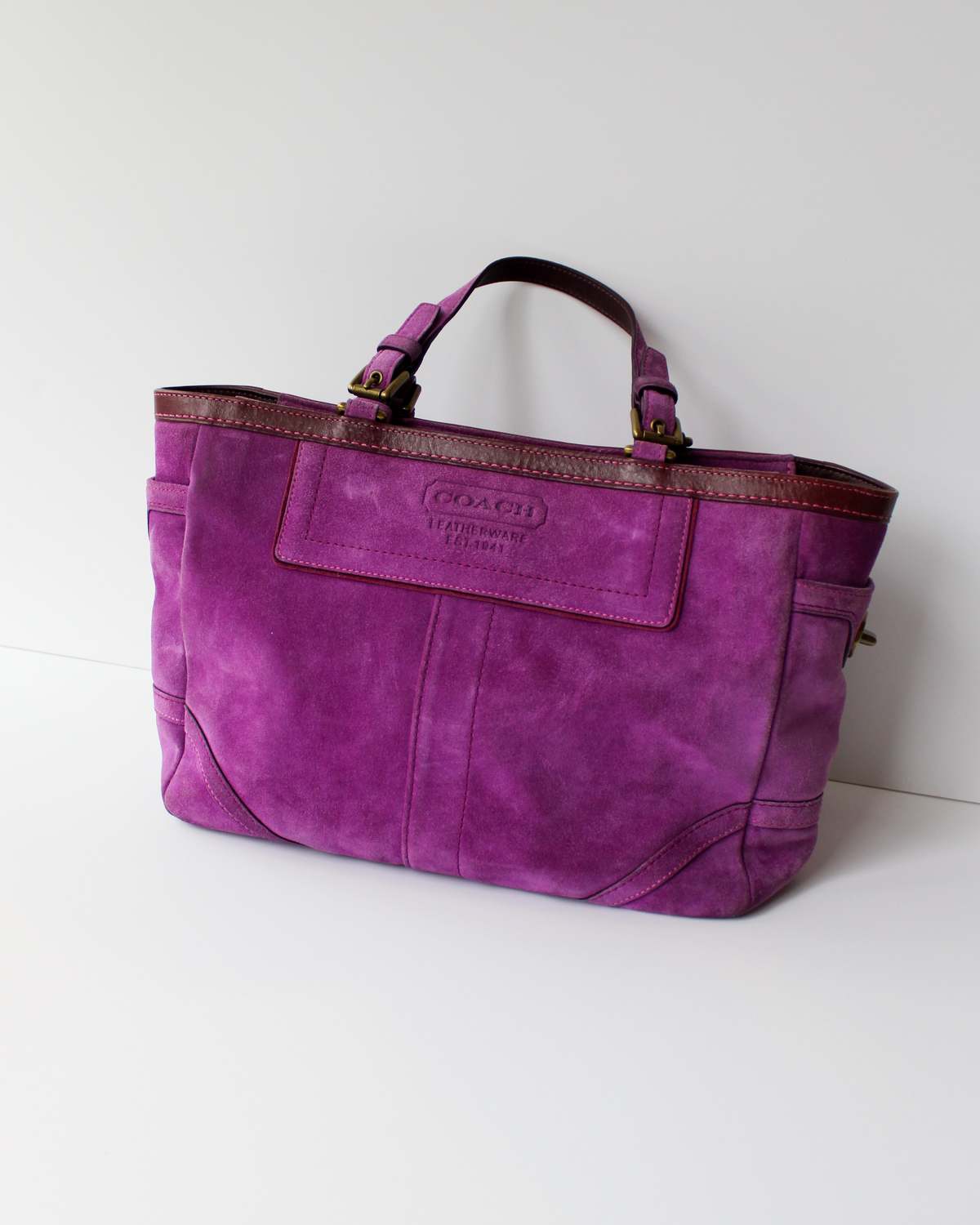 Vintage Suede Coach Tote - Grape | Garmentory