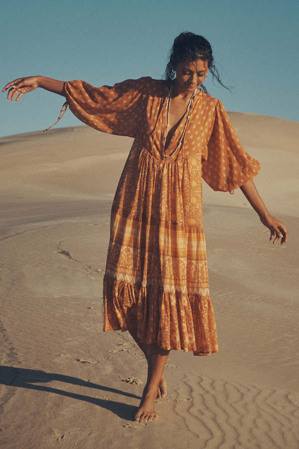 SPELL & THE GYPSY COLLECTIVE Utopia Short Sleeve Midi Dress - Cinnamon |  Garmentory