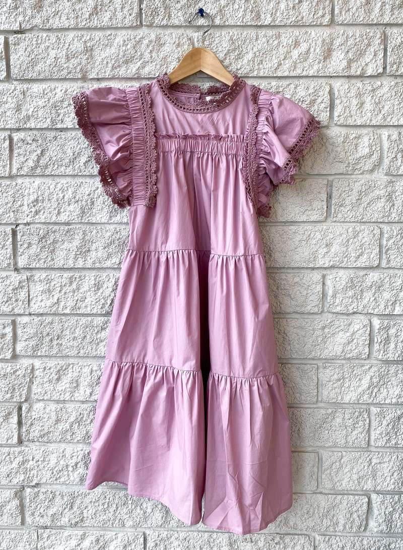 Sea NY Rylee Crochet Flutter Sleeve Tunic Dress - Lilac