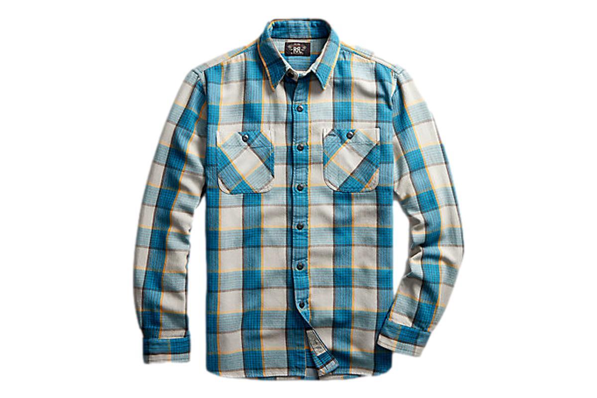 RRL Plaid Twill Workshirt - Blue/Grey | Garmentory