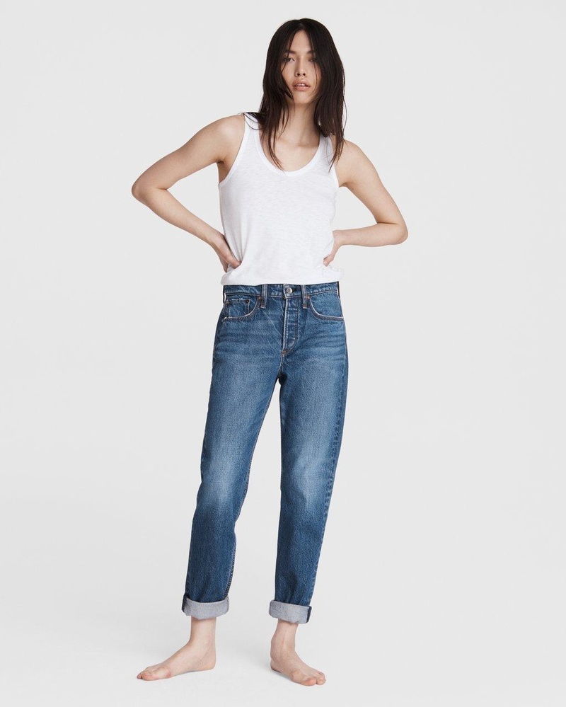 パンツ rag&bone Rosa Mid-Rise Boyfriend - Jones rag & bone Rosa Mid Rise Boyfriend Jeans in Jones With Holes