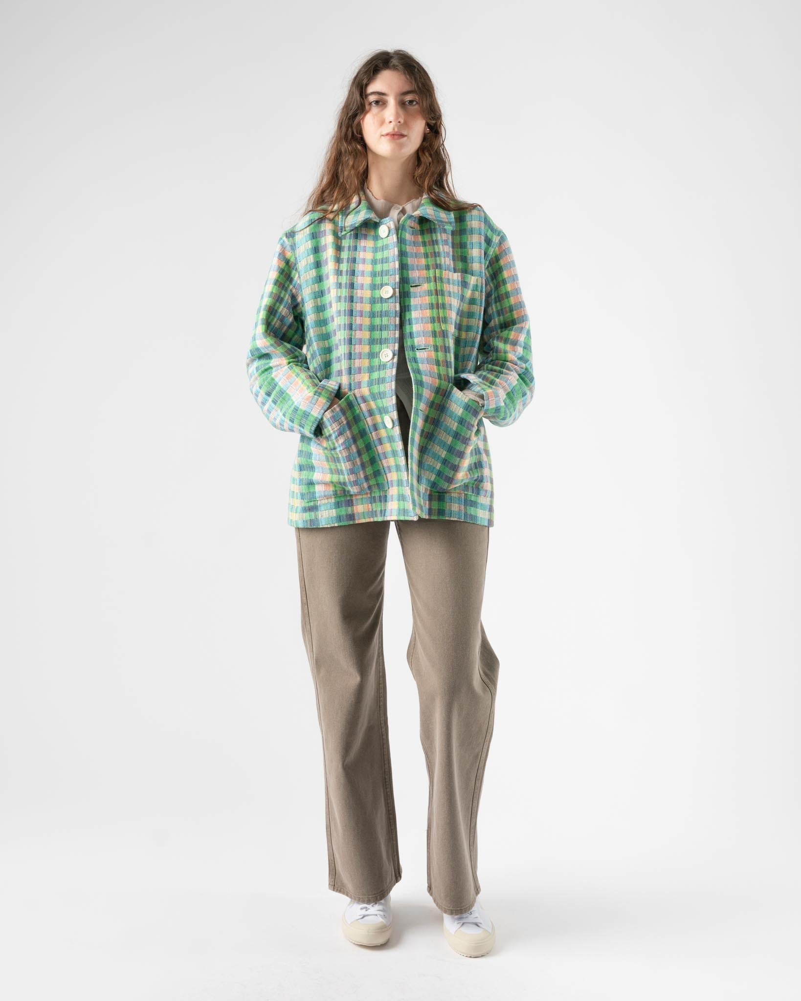 Amomento Linen Check Jacket - Green | Garmentory