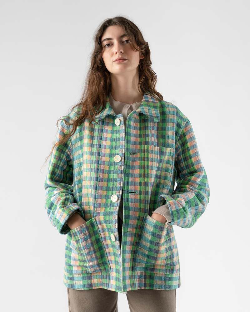 Amomento Linen Check Jacket - Green | Garmentory