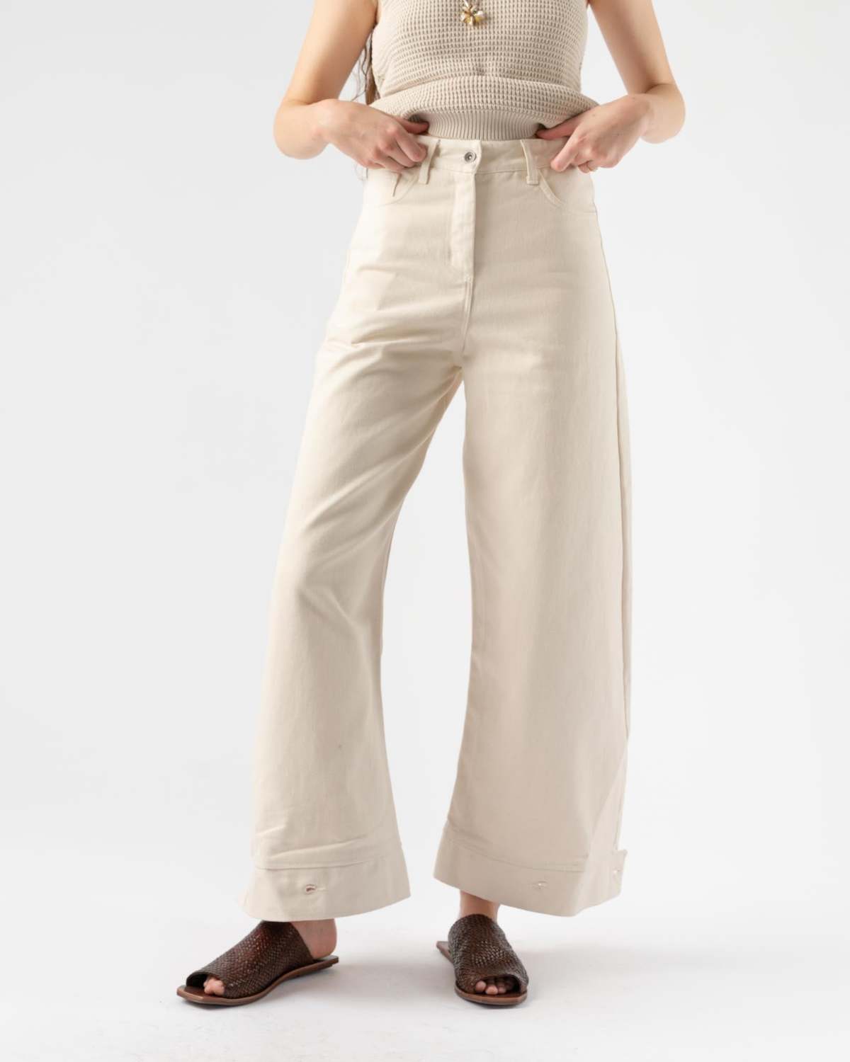 パンツ Henrik Vibskov High-Waisted Wide-Leg Pants With Textured Henrik Vibskov Melange Post Pant in Grey Melange Gloves – JUDITH