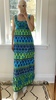 Vintage 1960's Baby Doll Batik Print Surfer Maxi Dress - Blue Print - Thumbnail 1