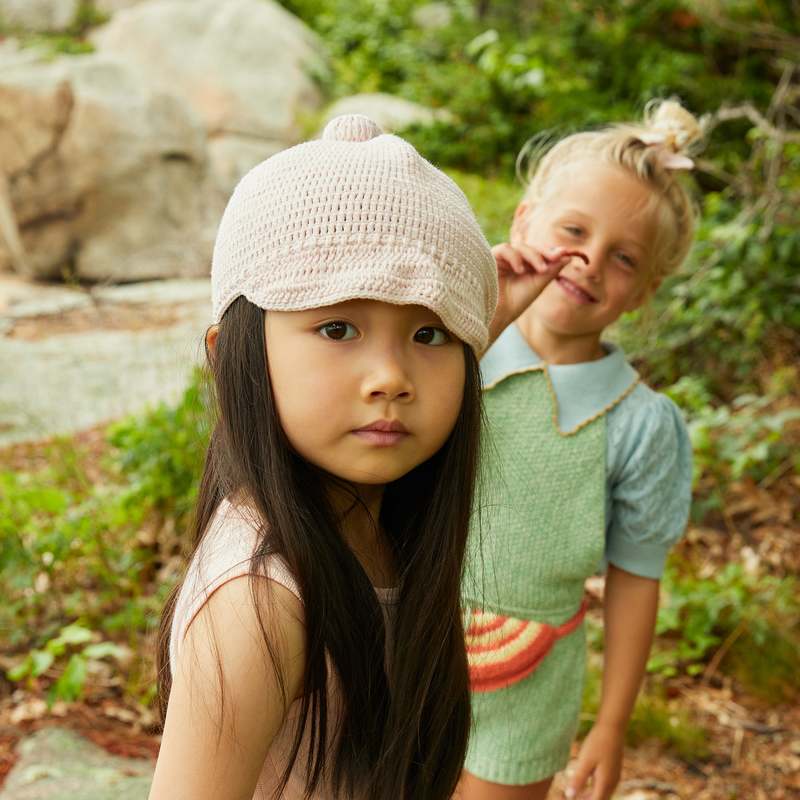 Kids Misha & Puff Crochet Cap - English Rose | Garmentory