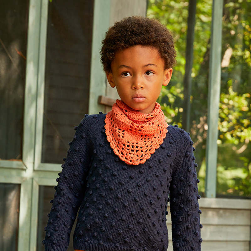 Kids Misha & Puff Crochet Kerchief - Melon | Garmentory