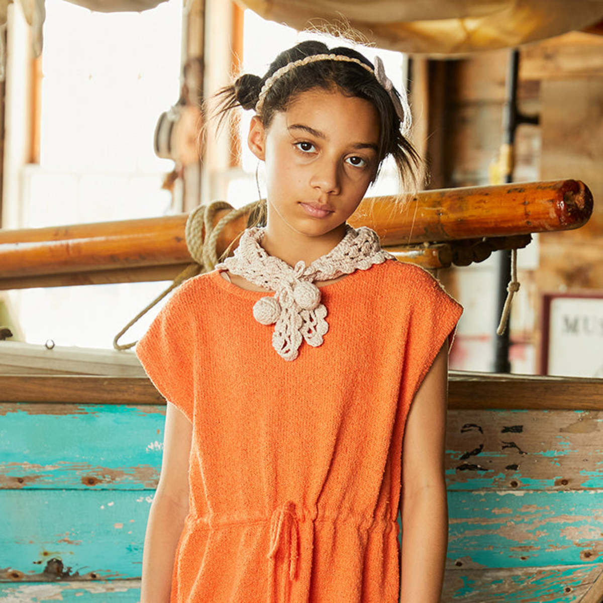 Misha & Puff クロシェ スケポン 6-7y MOON Kids Misha & Puff Crochet Kerchief - Moon | Garmentory