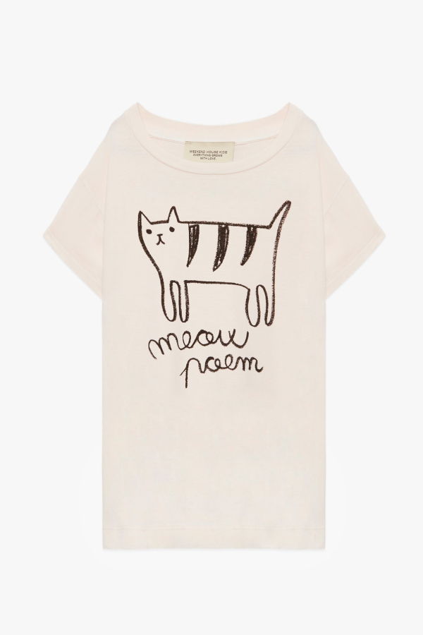 Kids Weekend House Kids Cat T Shirt - Soft Peach