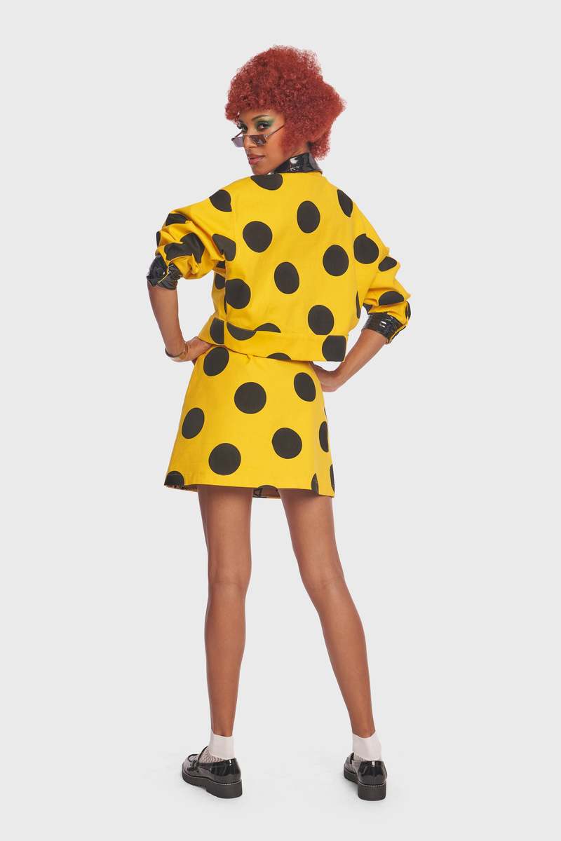 Bad Acid Candi Jacket Canary Yellow Polka Dot Garmentory