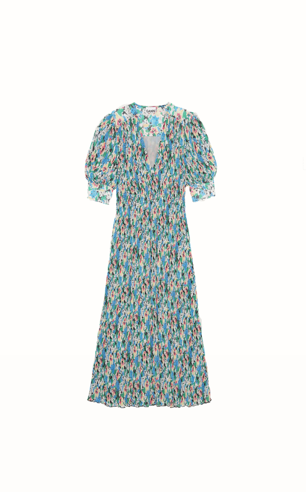 【Ganni】SS25 Short-Sleeved Dress ★追跡可能★ 2025 spring/summer Collection NEW ARRIVAL 【GANNI】 @ganni