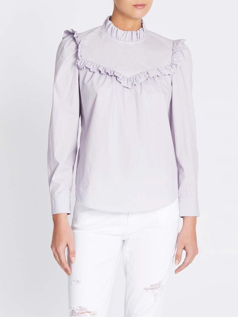 Olivia Printed Poplin Ruffle Top