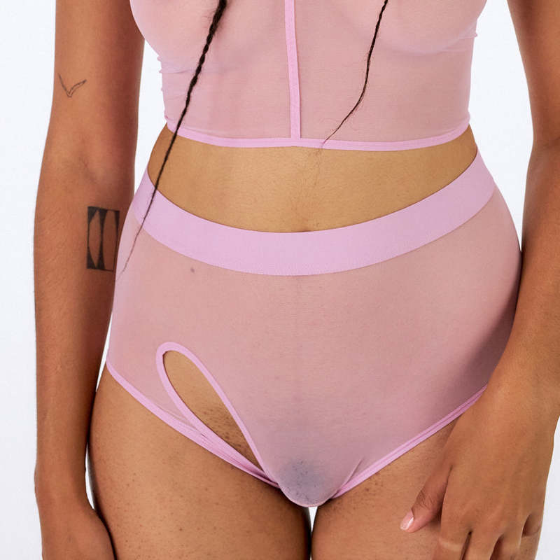 La Fille d'O Call Me Asymmetrical High-Waisted Brief - Rose