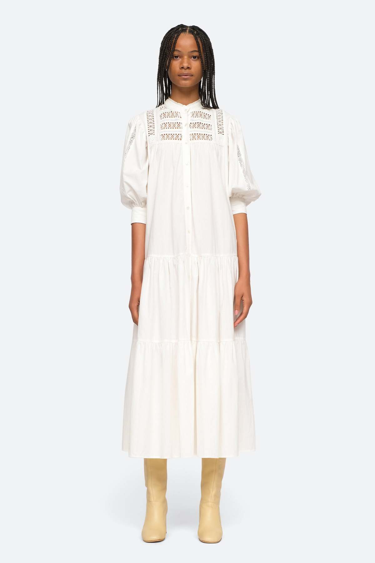 knee length dresses for ladies Gratuita Long Sleeve Rib Maxi Dress | Cream | Womens