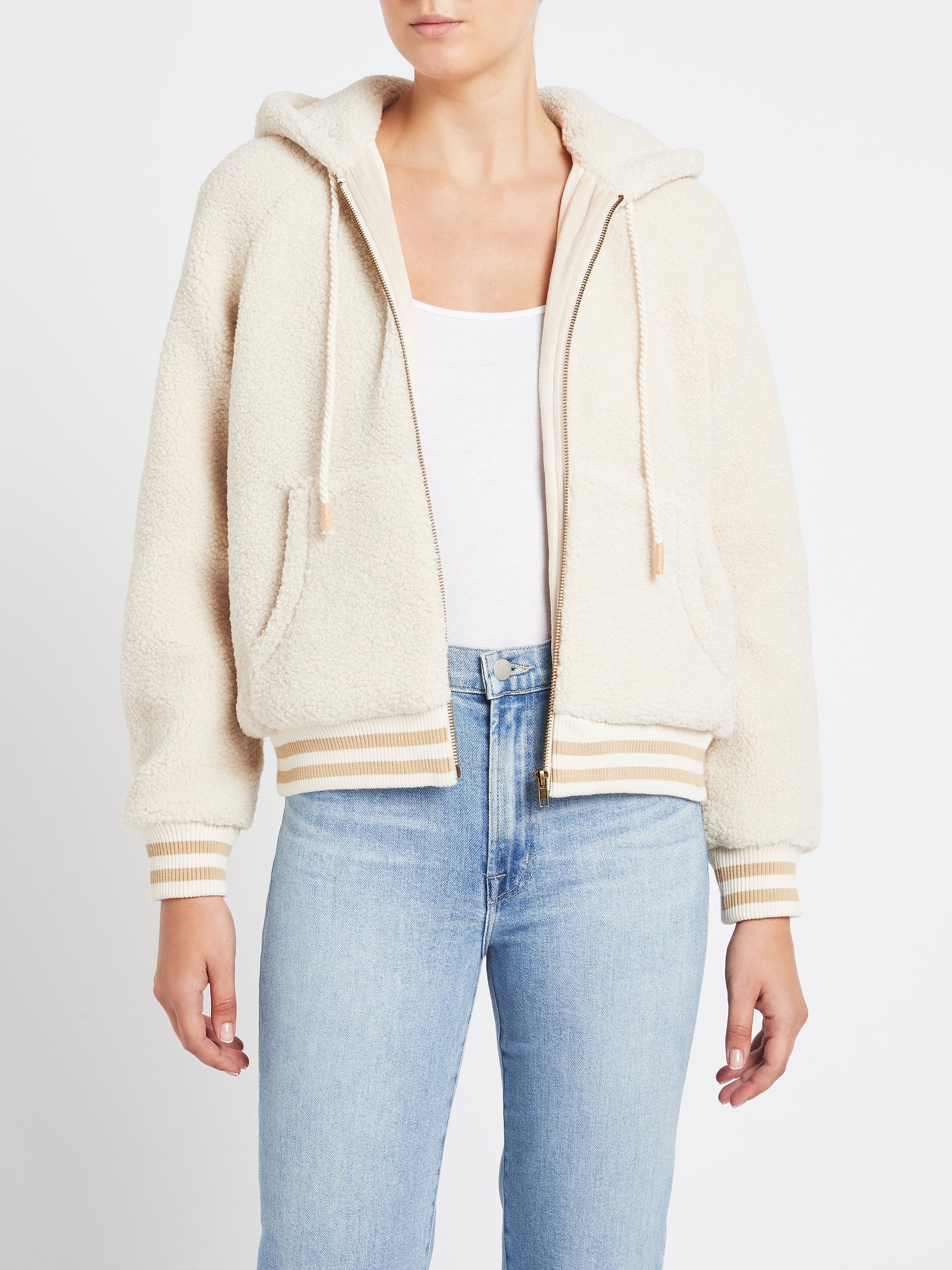 Mother Denim The Zip Up Hoodie - Ivory 