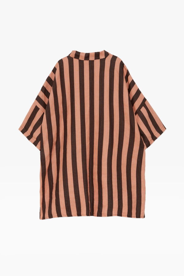 Kids Weekend House Kids Stripe Linen Shirt - Brown/Pink Stripe