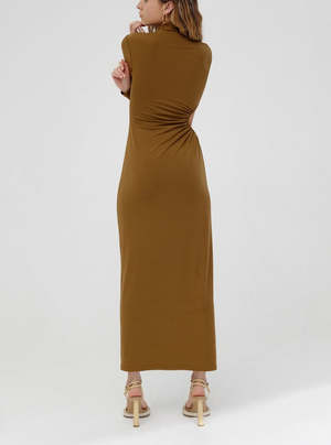 Significant Other Liana Long Sleeve Cut Out Dress - Dark Gold | Garmentory