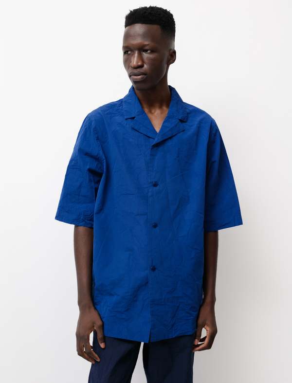 Casey Casey Verger Bis Paper Bowling Shirt - Klein Blue | Garmentory