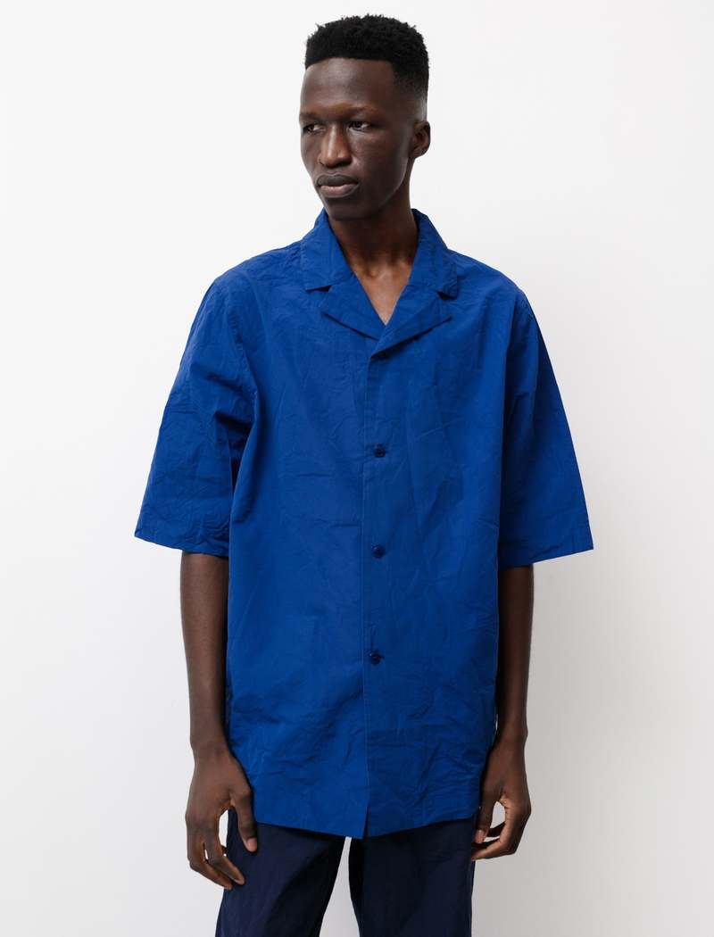 Casey Casey Verger Bis Paper Bowling Shirt - Klein Blue