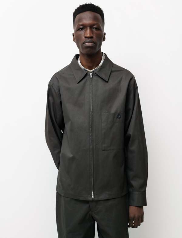 Margaret Howell Zip Through Shirt - Dark Green | Garmentory