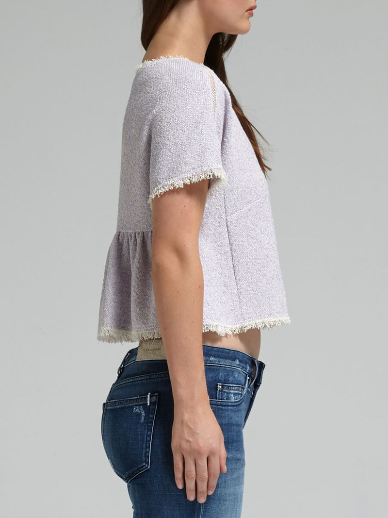 Rebecca Taylor Short Sleeved Tweed Top | Garmentory