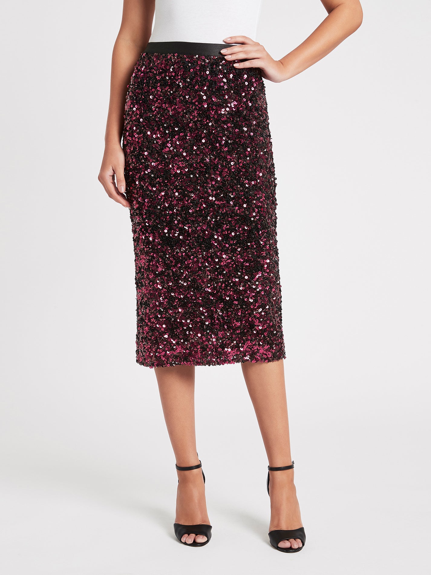 Stretch sequin shop pencil skirt