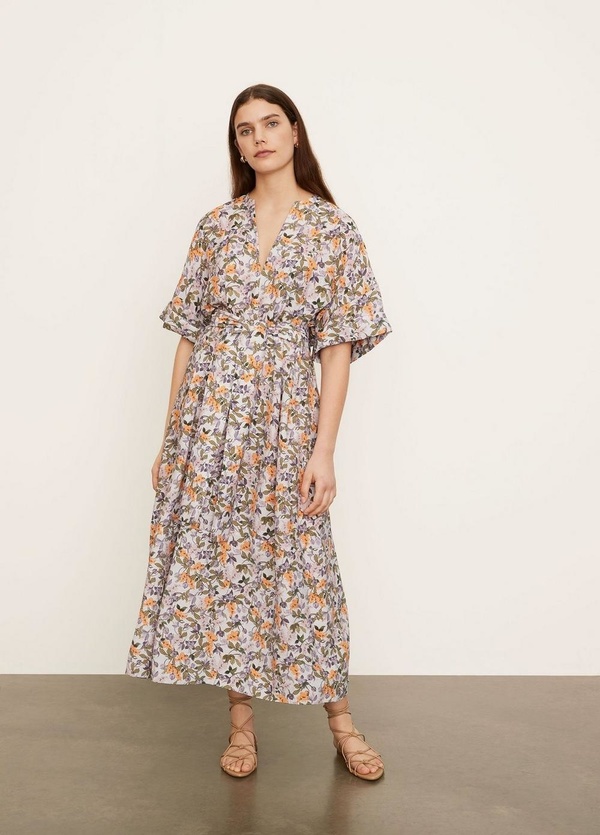 vince brown floral dress Wild Floral Appliqu Slip Dress by Vince at THE MILE