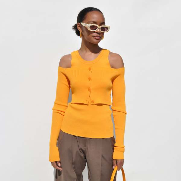 LOW CLASSIC Off-Shoulder Cardigan Set 