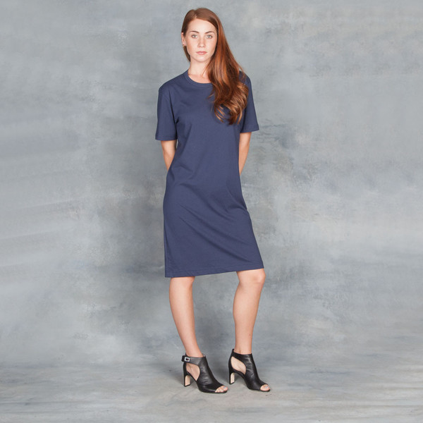 Organic by John Patrick SS Tee Dress Navy
