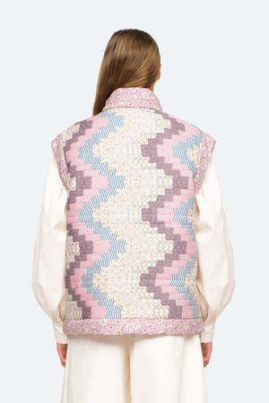 SEA NY Ida Print Puffer Vest - multi | Garmentory
